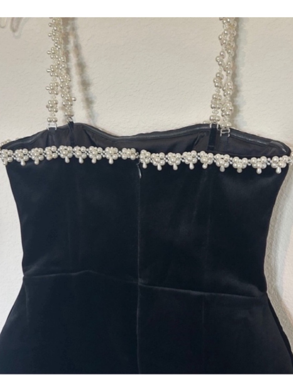 Nadine Merabi Em Velvet Black Pearl Mini Dress - Picture 8 of 11